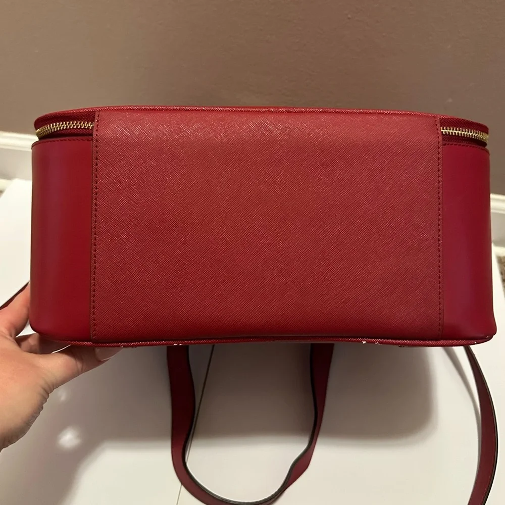 Kate Spade EUC Red Saffiano Leather Bon Voyage Suitcase Topper Travel Bag